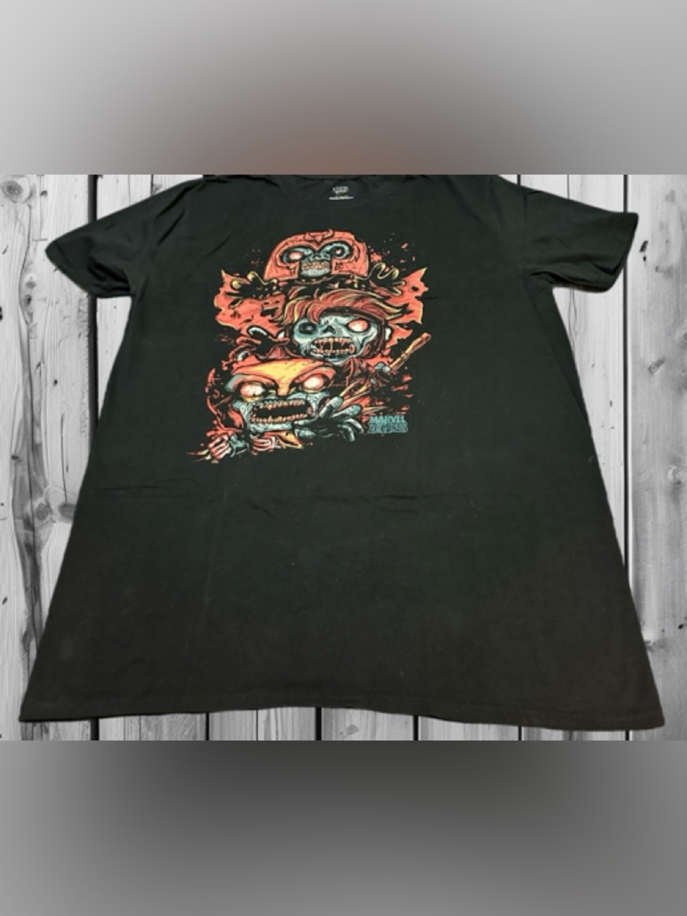 Marvel Zombies Short Sleeve Tee - Black with Red & Teal Print